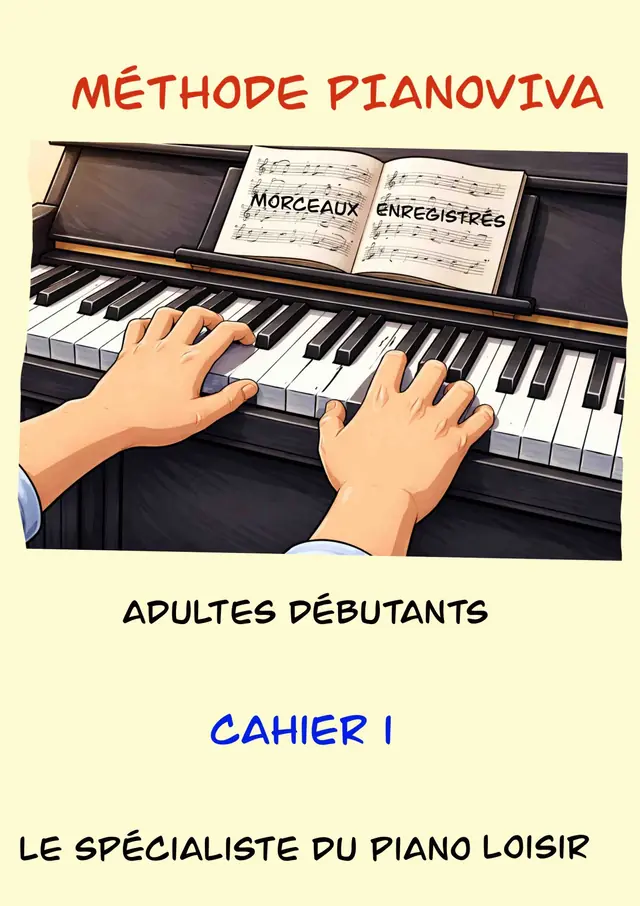 Couverture du cahier 1 de la méthode Pianoviva pour les adultes débutants